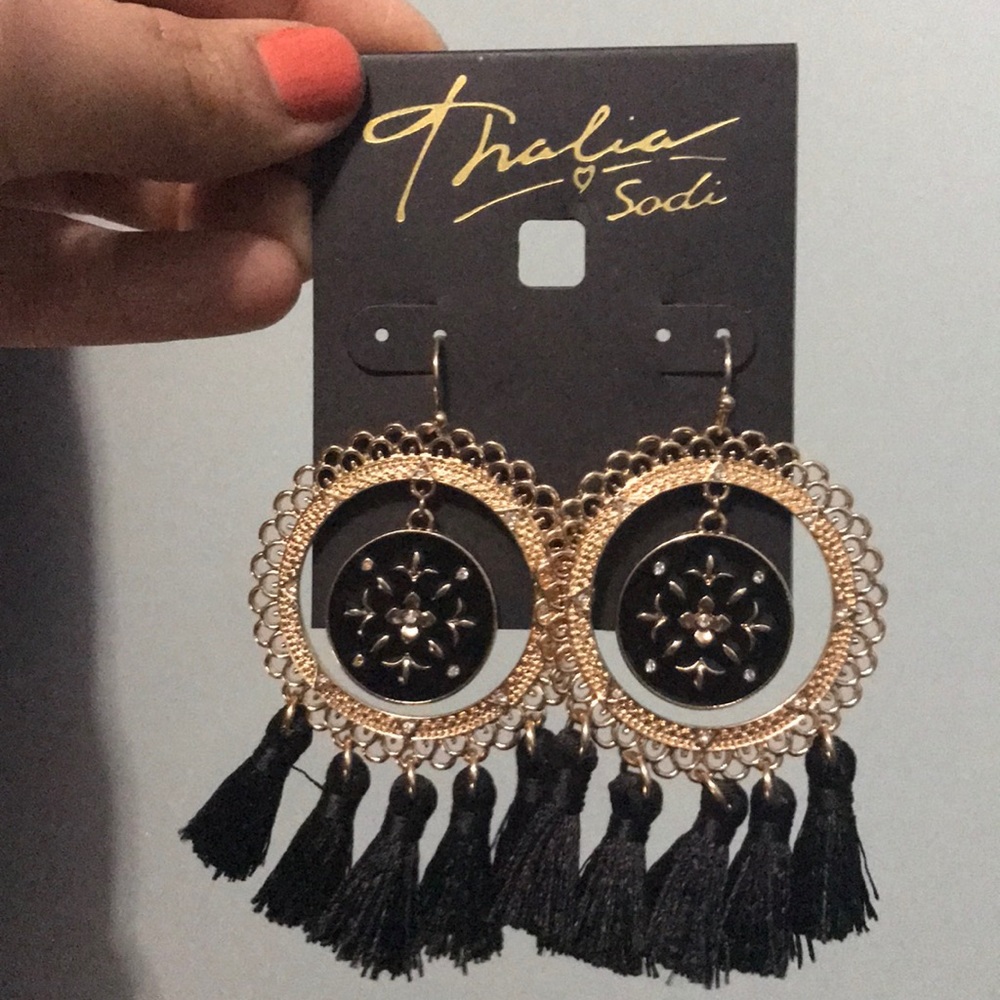 Thalia Sodi -  Black Tassel Earrings